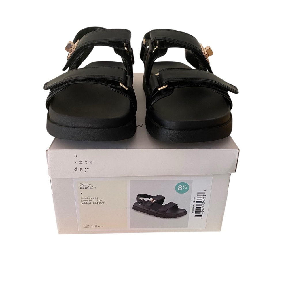 A New Day Black Jonie Sandals with Arch Support | New in Box | 8.5